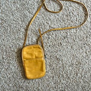 Hobo crossbody purse bag mustard yellow leather